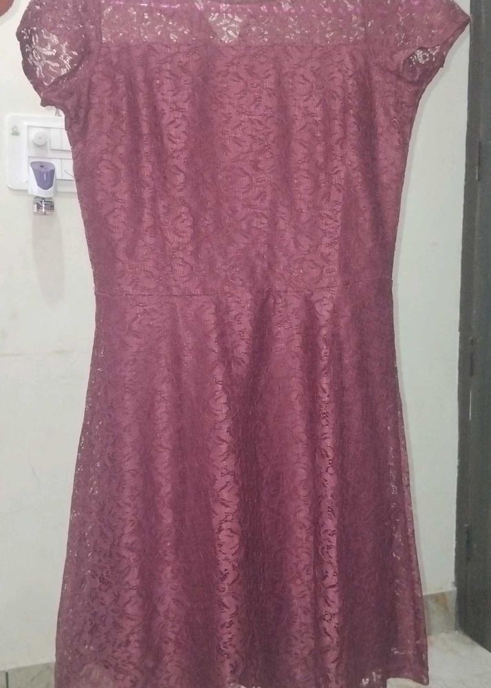 Elegant Mauve Lace Dress