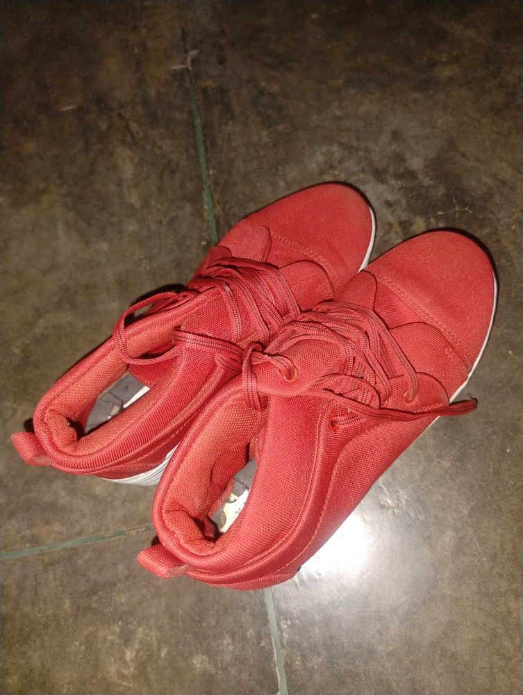 Red Lace-Up Sneakers