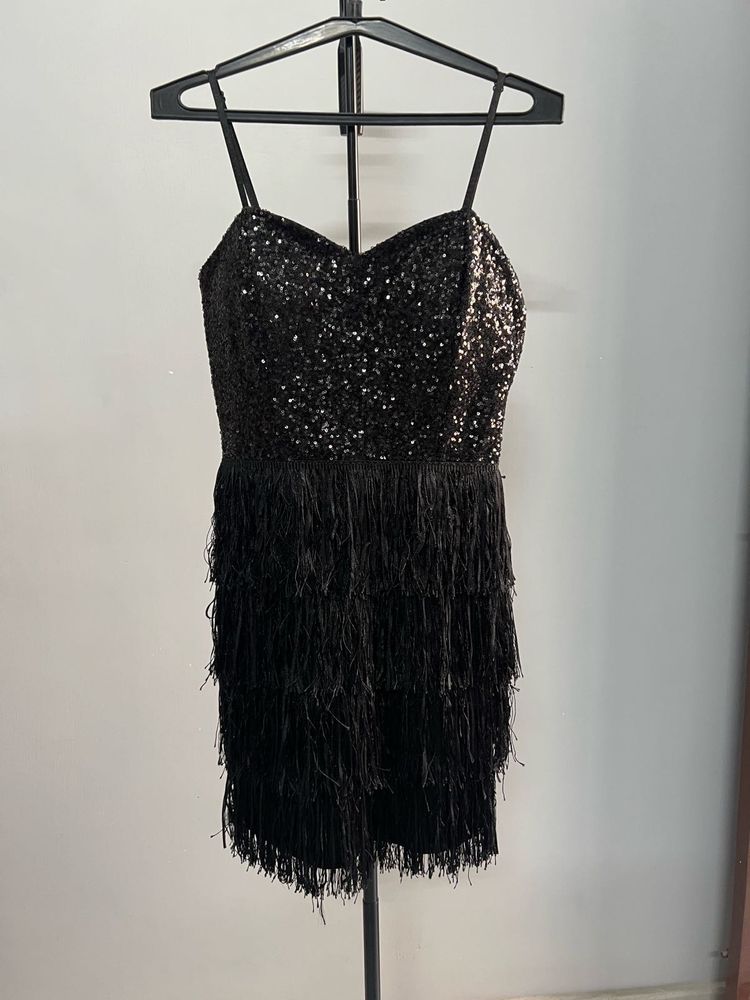 Sparkly Black Fringe Dress