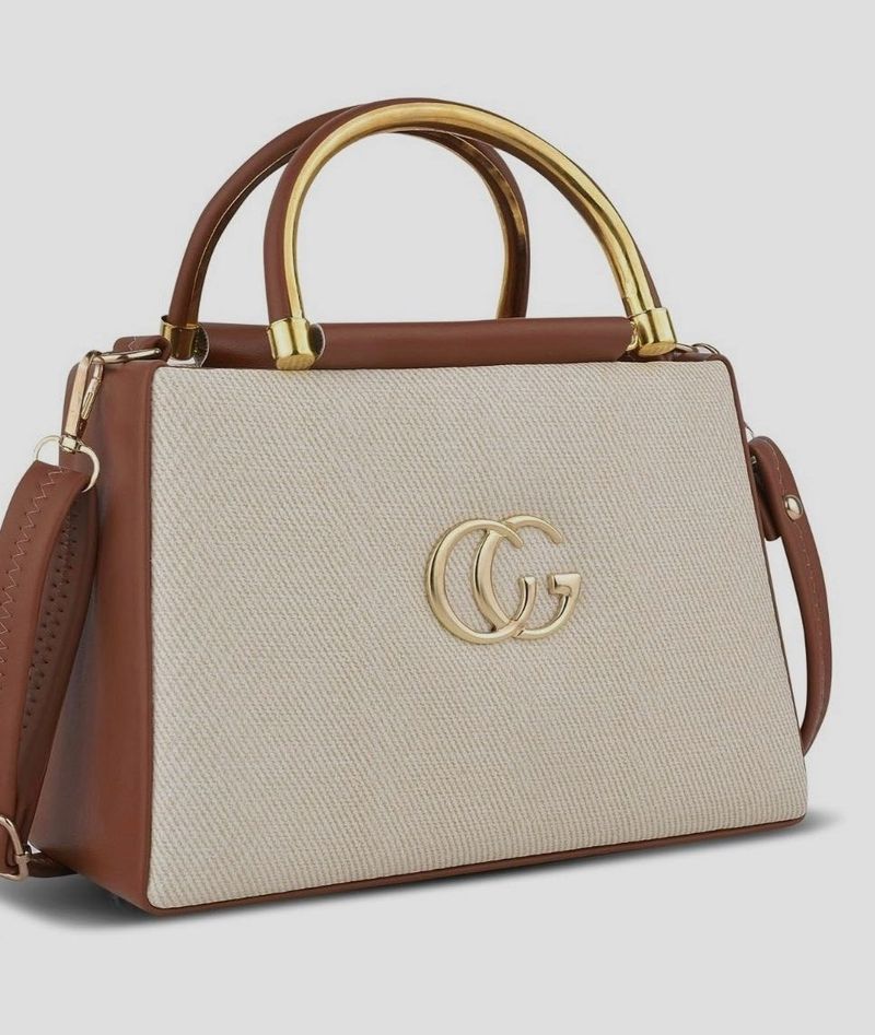 Chic Canvas &amp; Leather Handbag with Sling