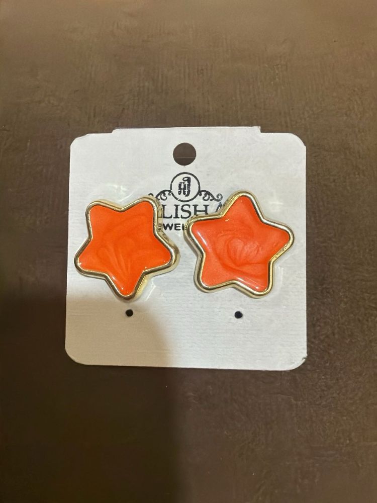 Cute Star Shaped Orange Earrings