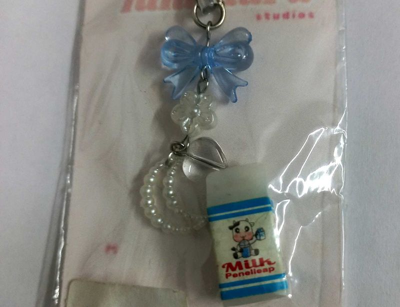 ✨🥛Cute Milk Carton Phone Charm with Blue Bow 💙✨