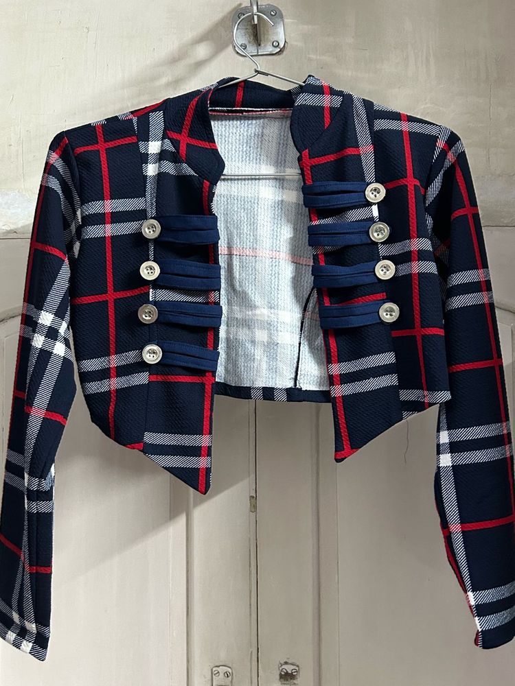 Women's Plaid Cropped Jacket