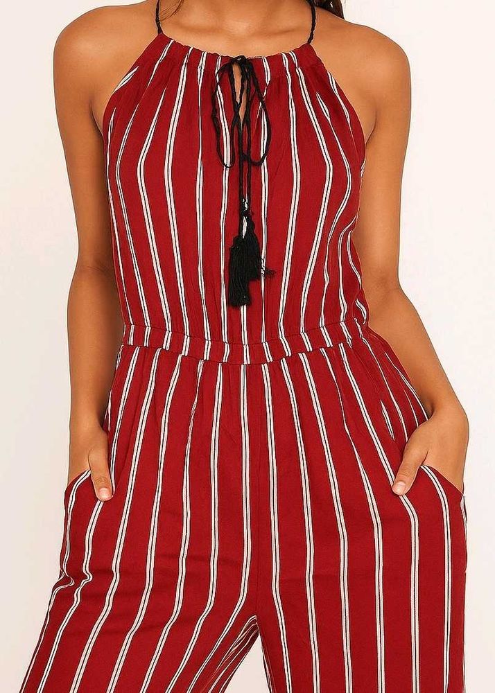 Striped Maroon Jumpsuit