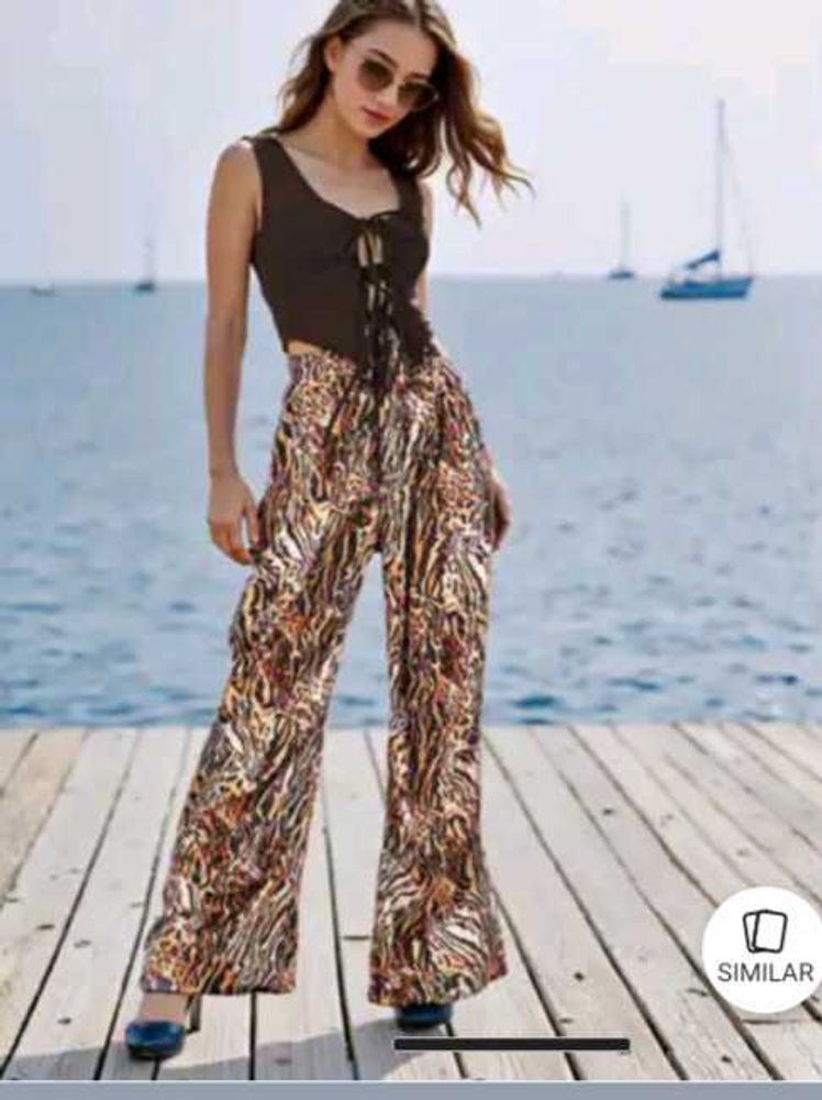34 size Boho Wide Leg Animal Print Pants