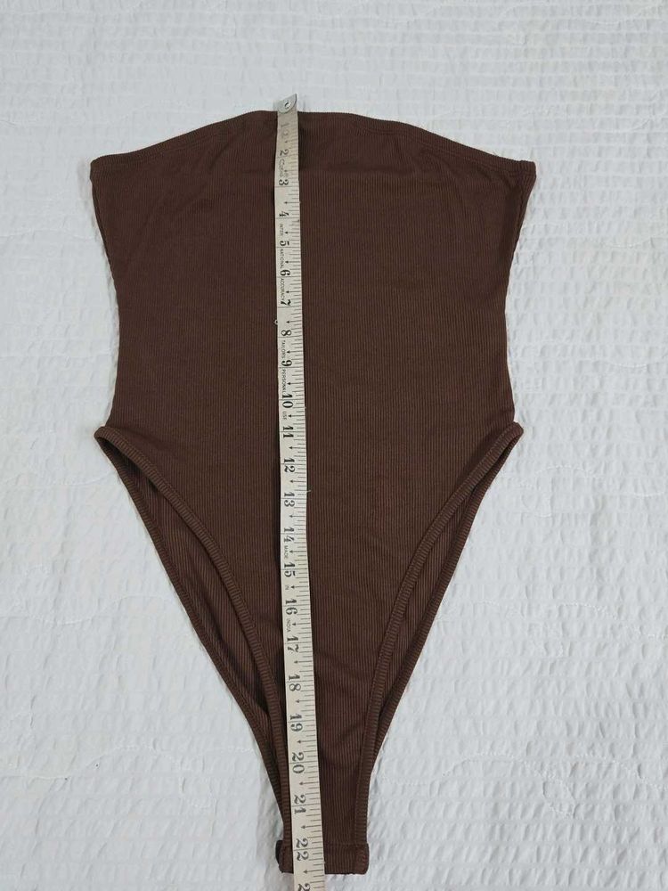 shein Ribbed Brown Bodysuit bust 36