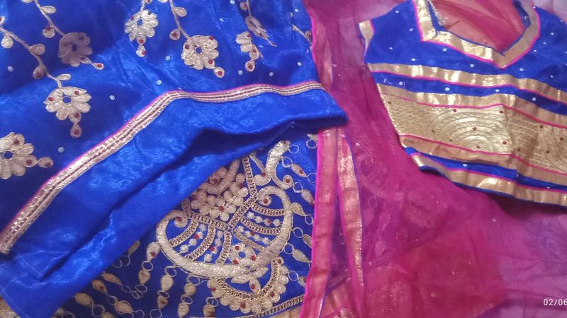 Royal Blue Lehenga Choli with Gold Embroidery