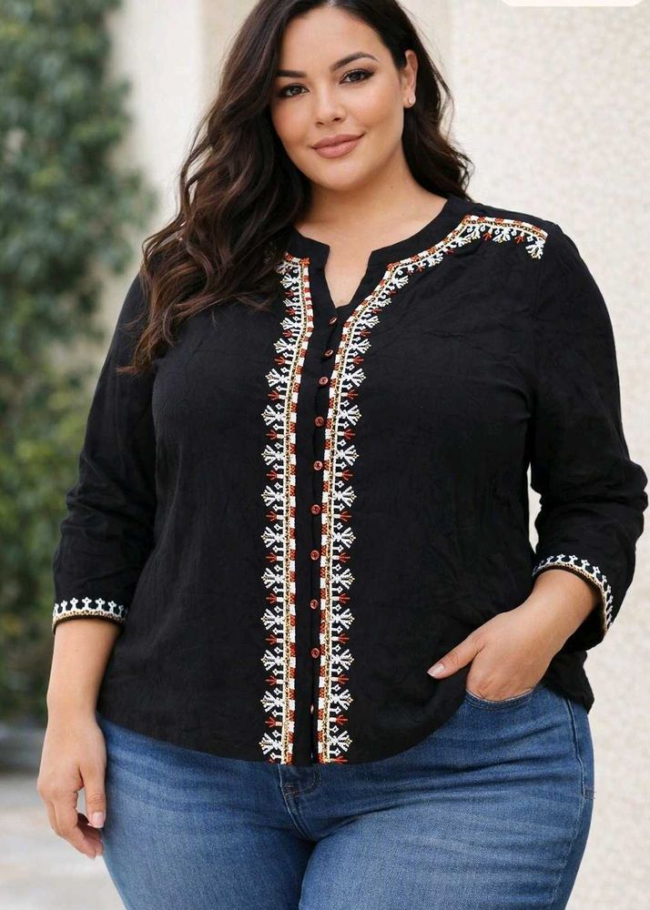Embroidered Black Top &amp; Floral to