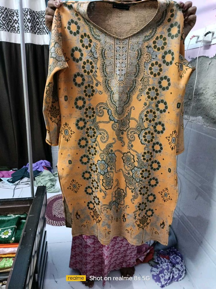 Orange Printed Kurta