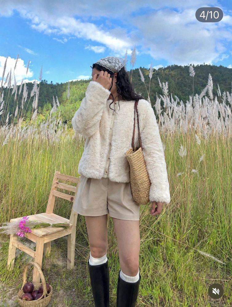 Cream Faux Fur Jacket