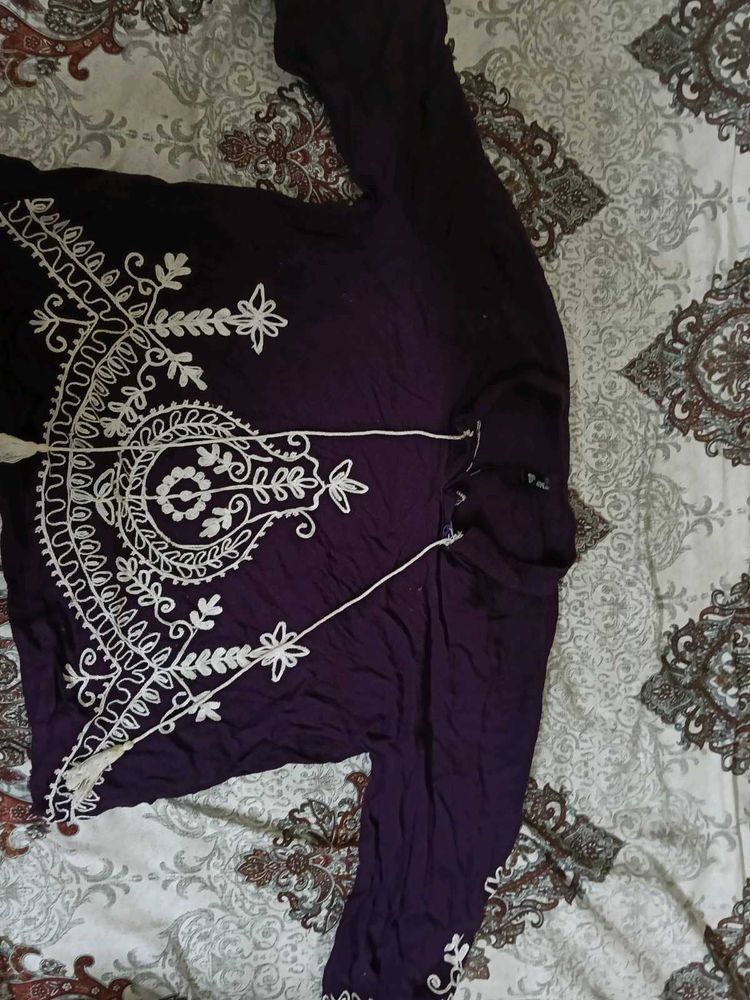 Embroidered Purple Kurta