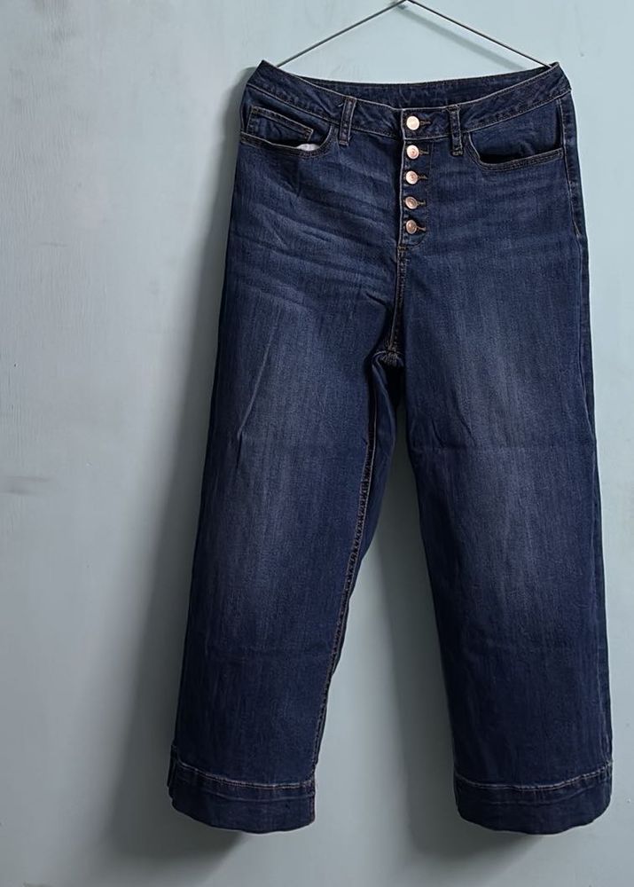Trendy High-Waist Wide-Leg Button Fly Jeans