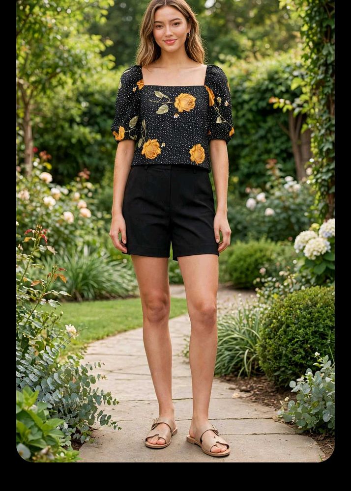 Stylish Black Floral Top