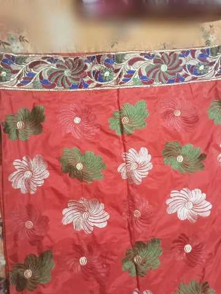 Red Embroidered Saree