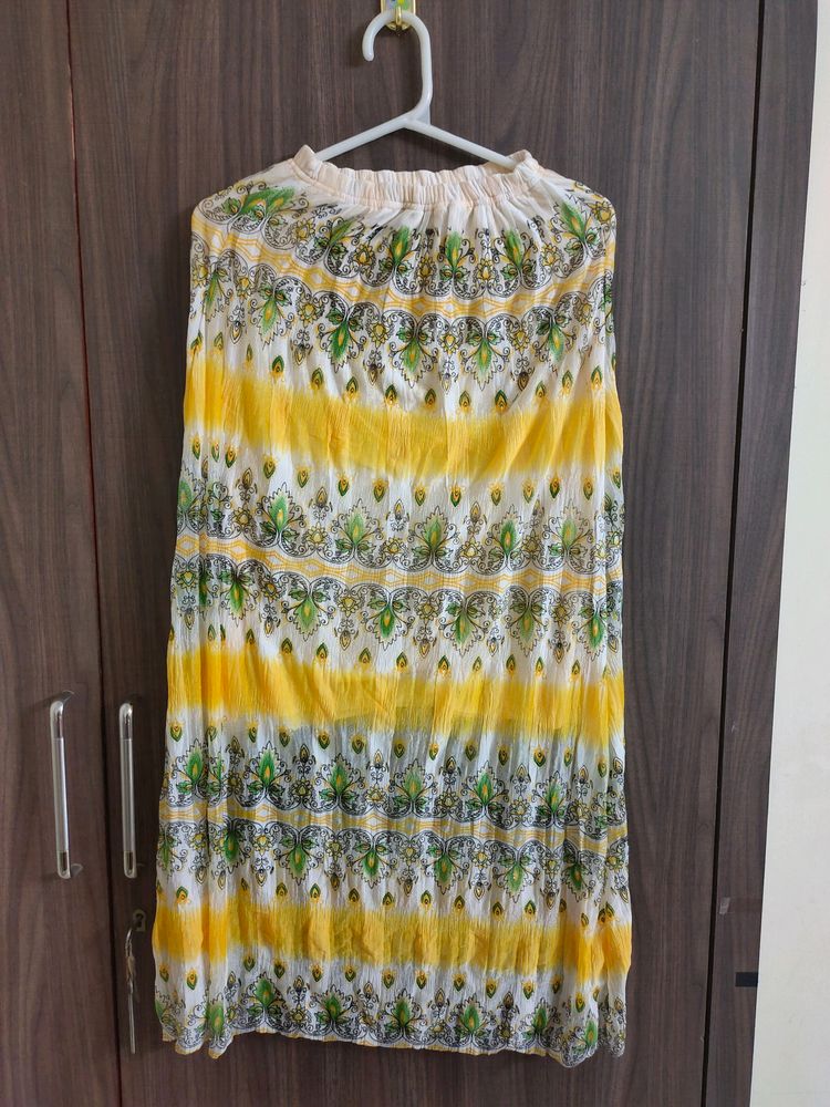 New Yellow Printed Skirt