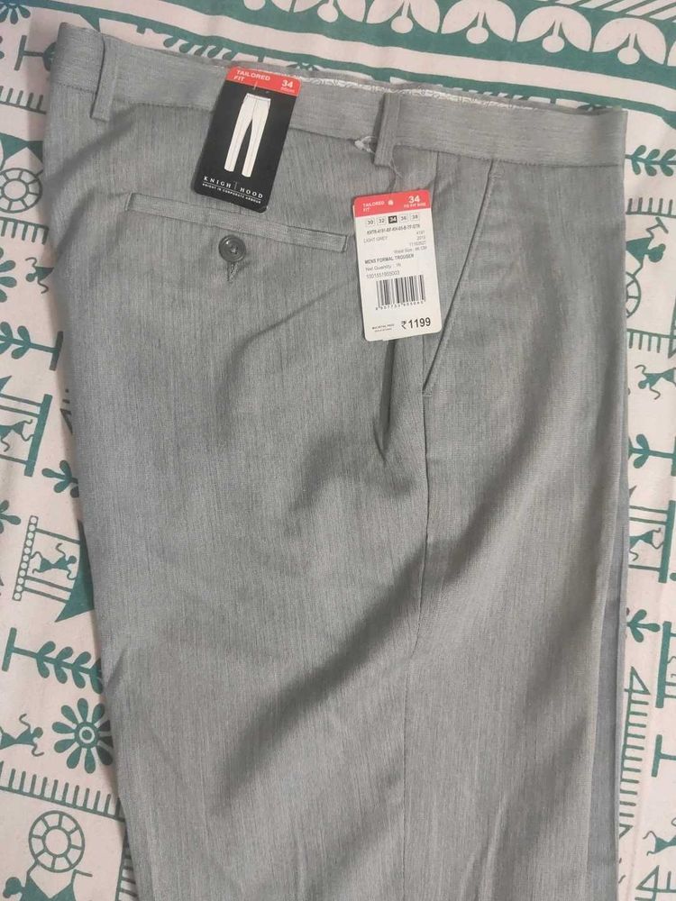 Light Grey Tailored Fit Trousers