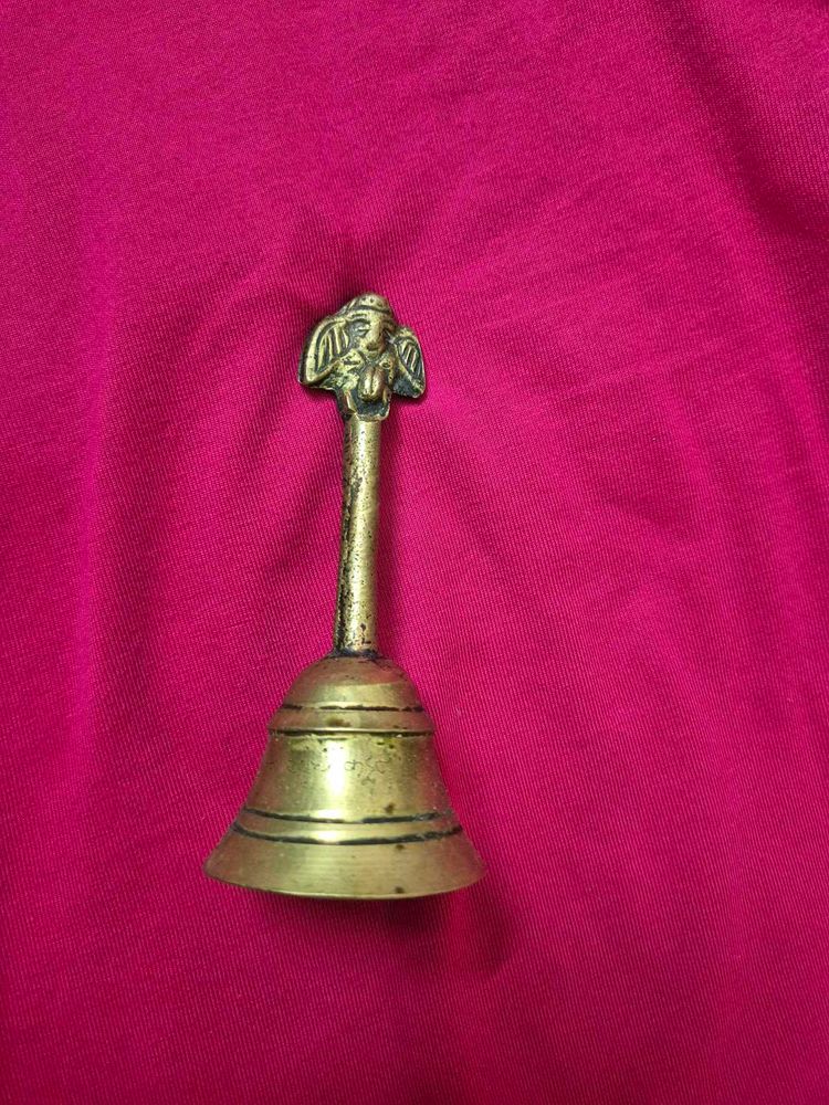 Vintage Brass Bell with Angel Figurine