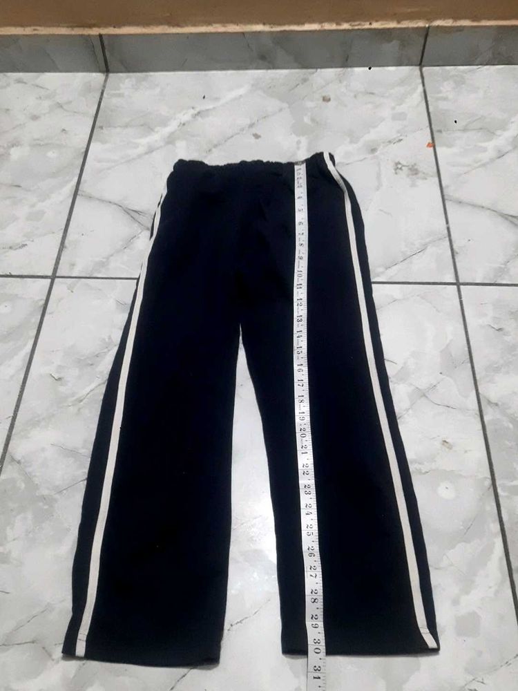 Black Track Pants with White Stripes