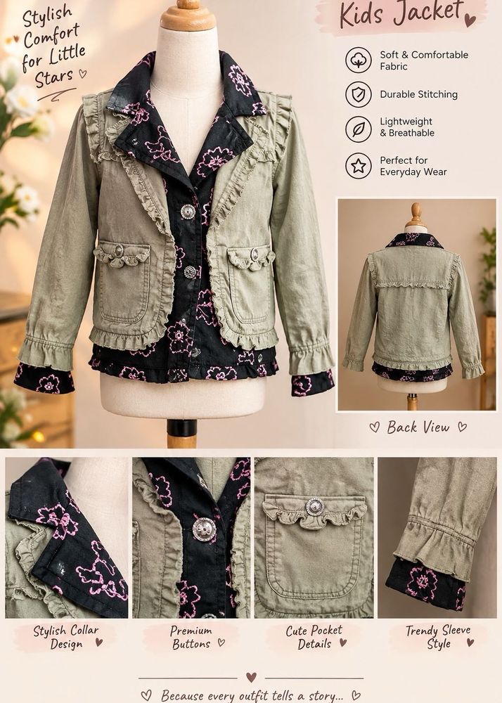 Stylist woman Jacket with Embroidered Floral Print