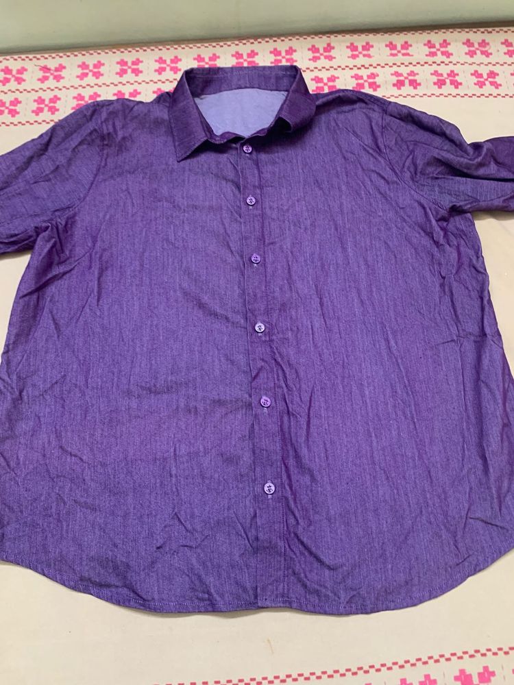 Purple Textured Button-Up Shirt