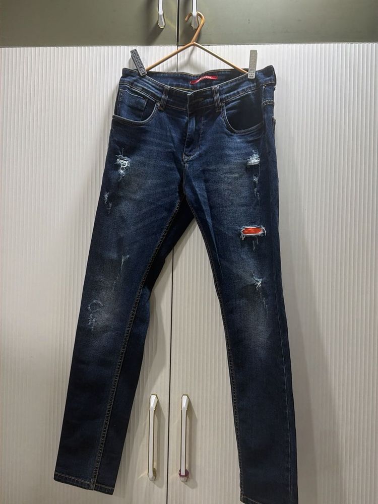 Stylish Ripped Blue Jeans