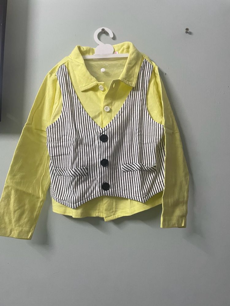 Kids Boys Shirt With Waist Coat Attached Hopscotch