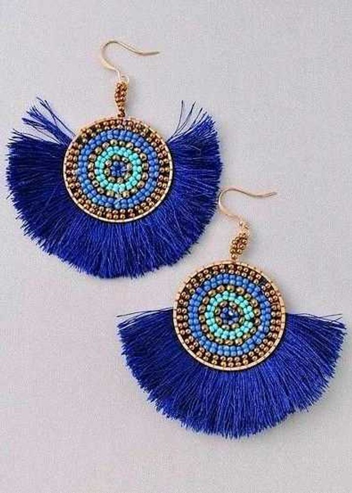 Boho Tassel Earrings - Royal Blue🧿