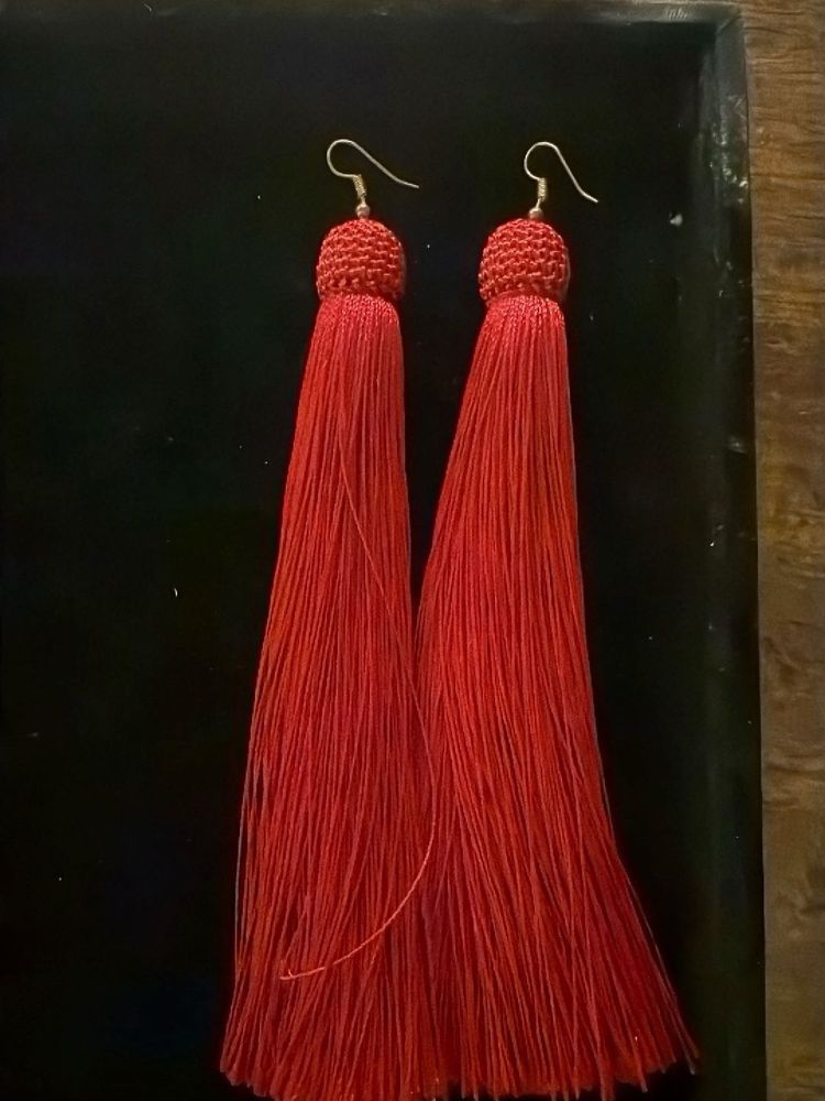 Red Tassel Earrings
