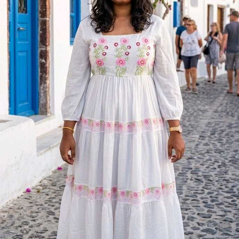 Embroidered Tiered Maxi Dress