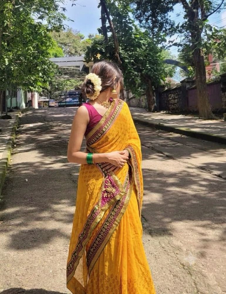 Vibrant Yellow Saree