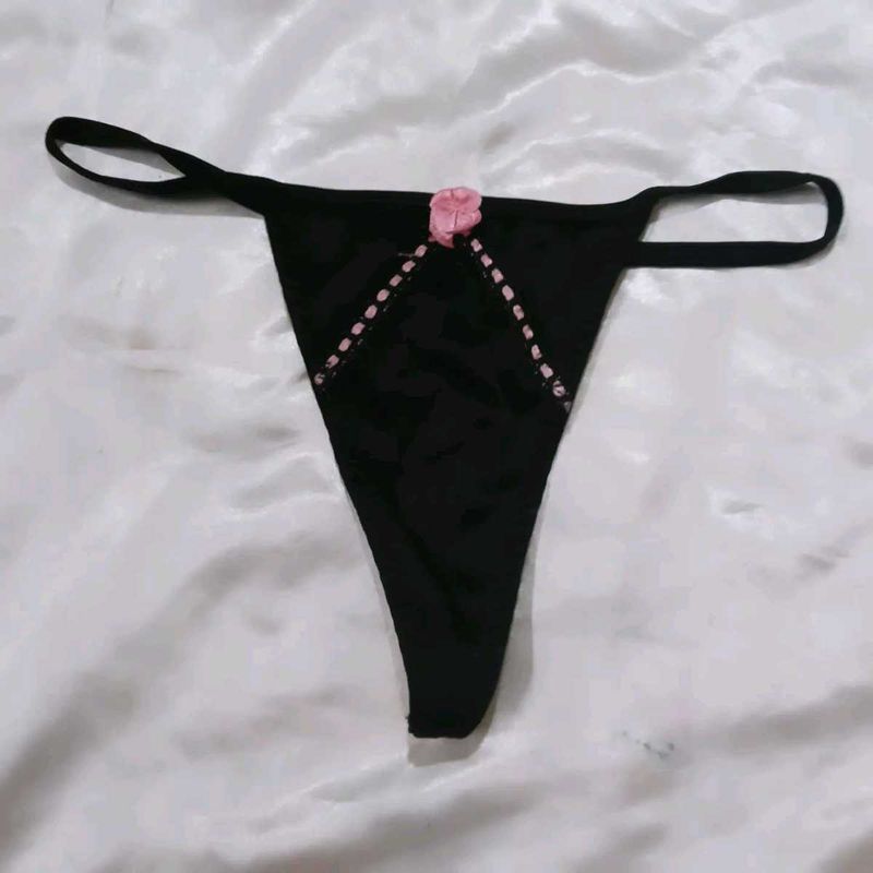 Black Thong Panty with Pink