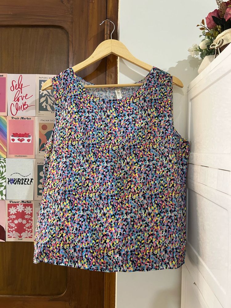 Colorful Abstract Print Sleeveless Top