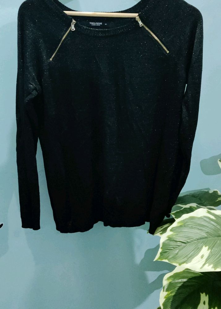 Black And Gold Slouchy Sweater Top🫠
