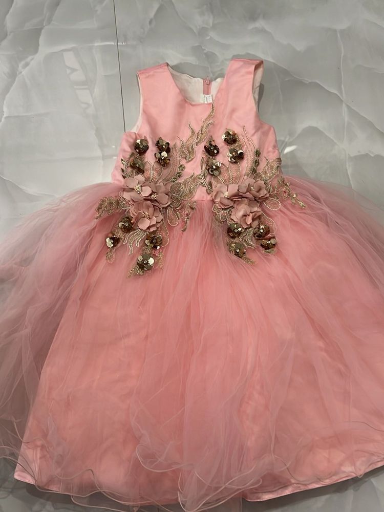 Stunning Pink Floral Embellished frock