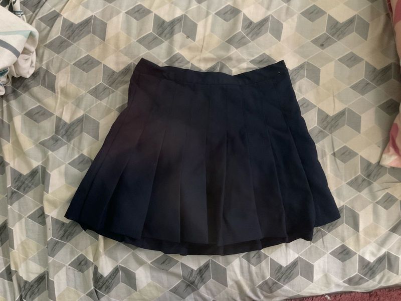 black Pleated Mini Skirt