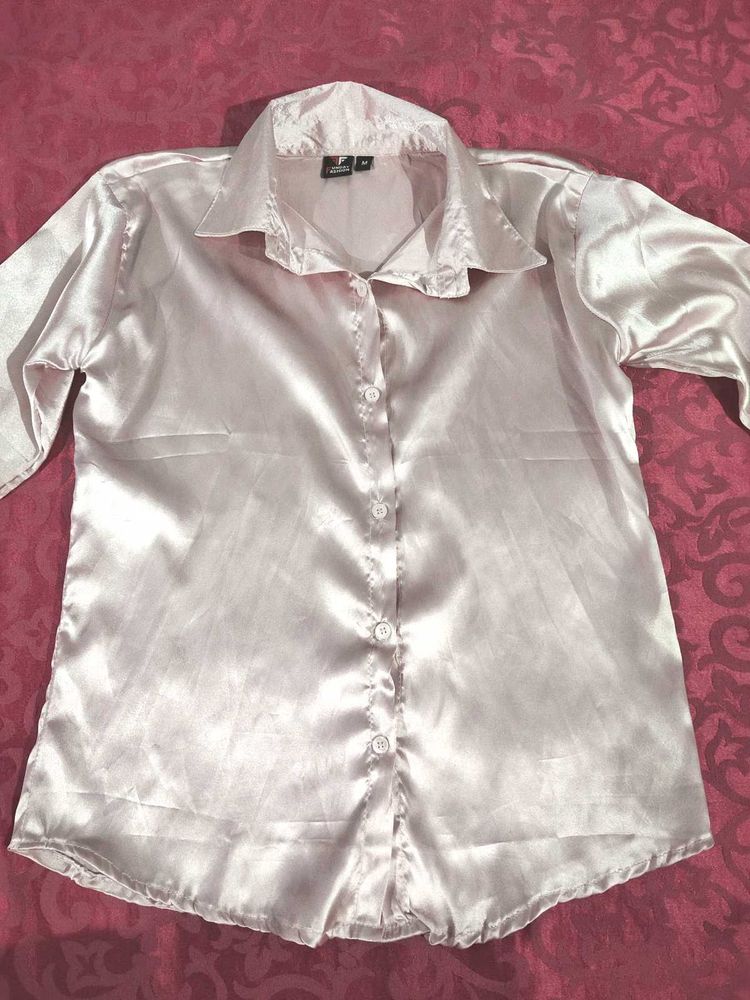 Silky Satin Button-Down