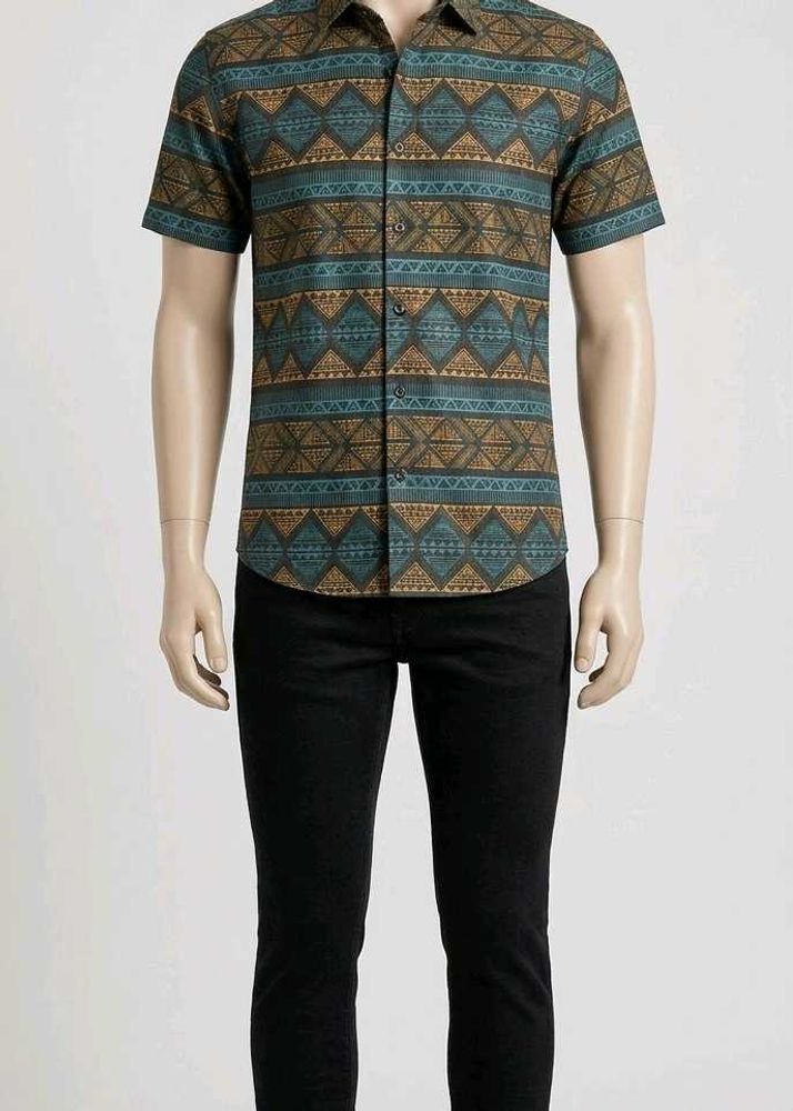 Men's Short Sleeve Geometric Print Shirt