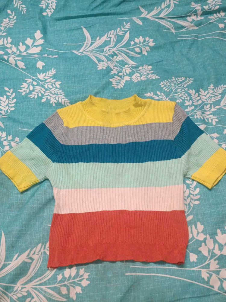 Colorful Striped Knit Top