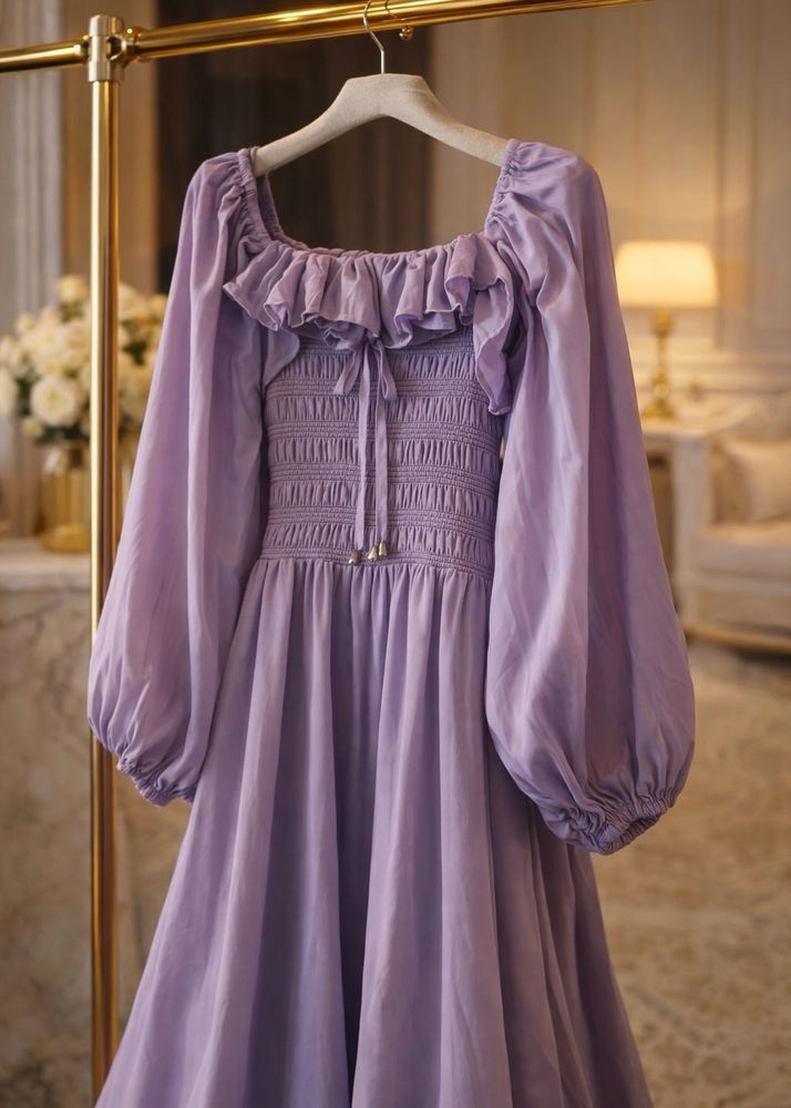 Lavender Puff Sleeve Dress