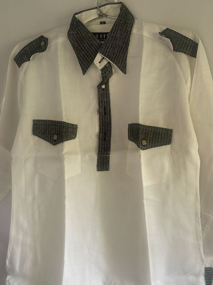 Unique White &amp; Gray Accent Shirt