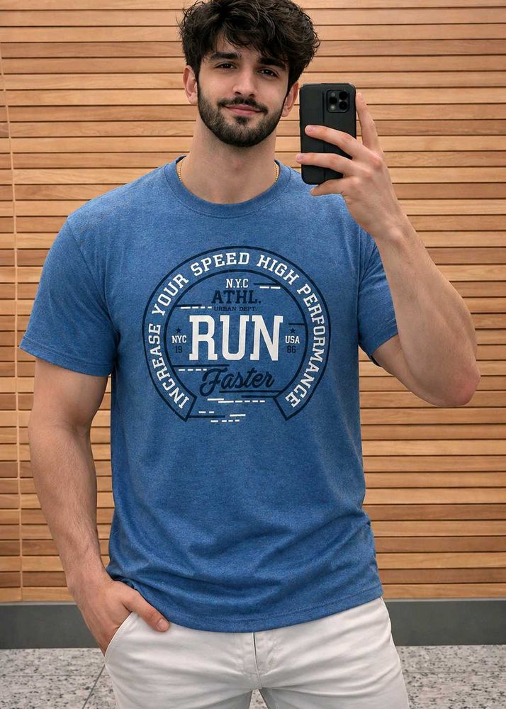 Men's Medium Size Blue T-Shirt