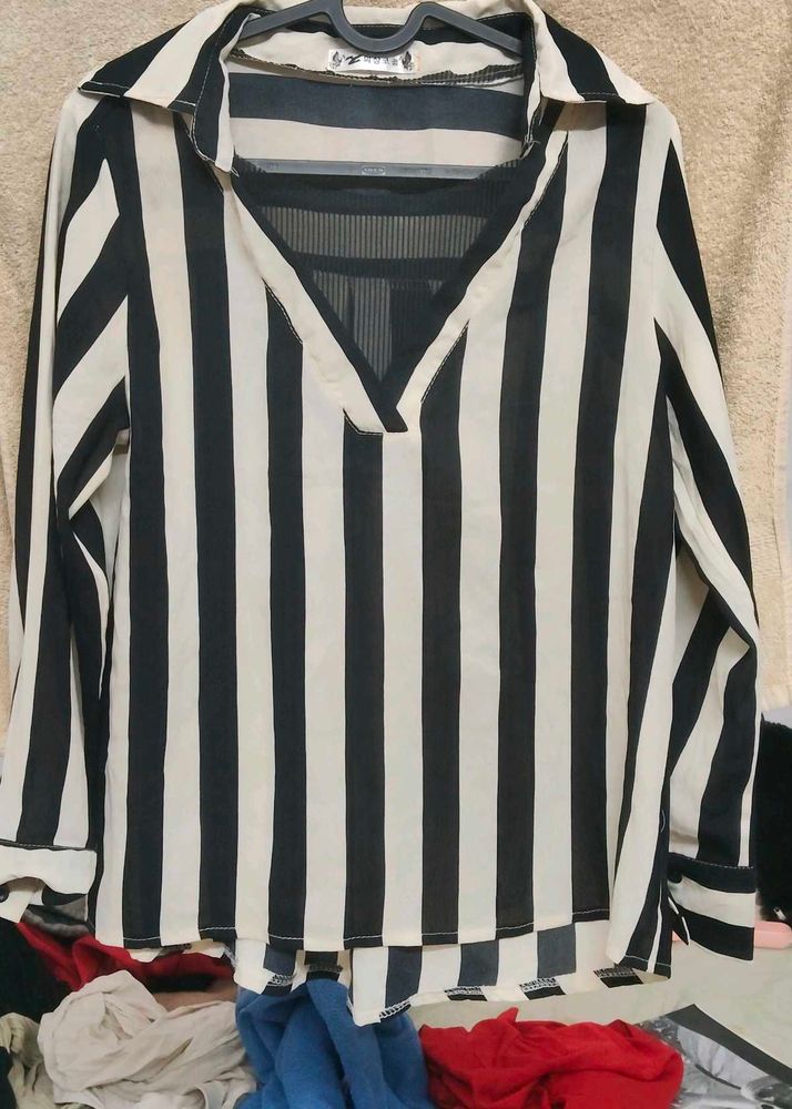 Chic Striped Long Sleeve Blouse