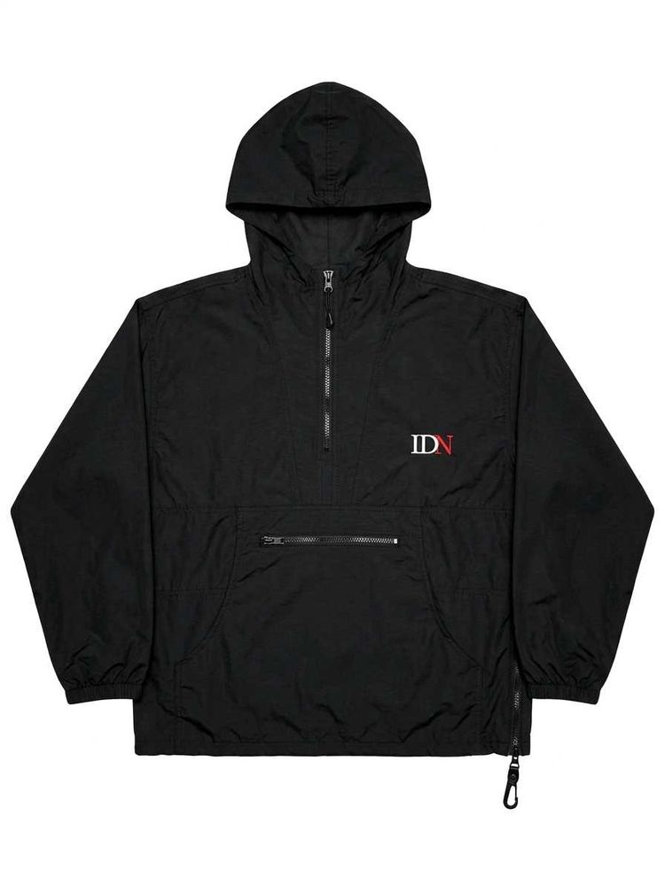 Black Hooded Pullover Anorak Jacket