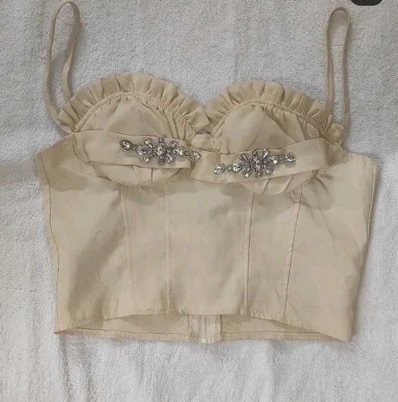 Embellished Cream Corset Top
