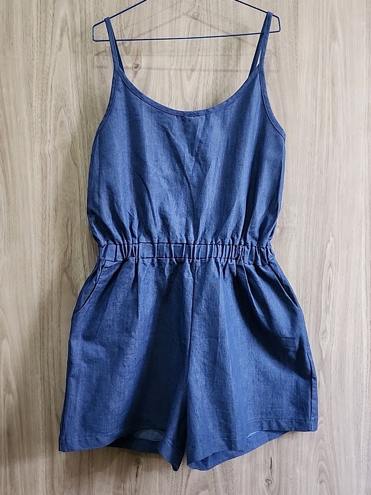 Denim Wide Leg Romper