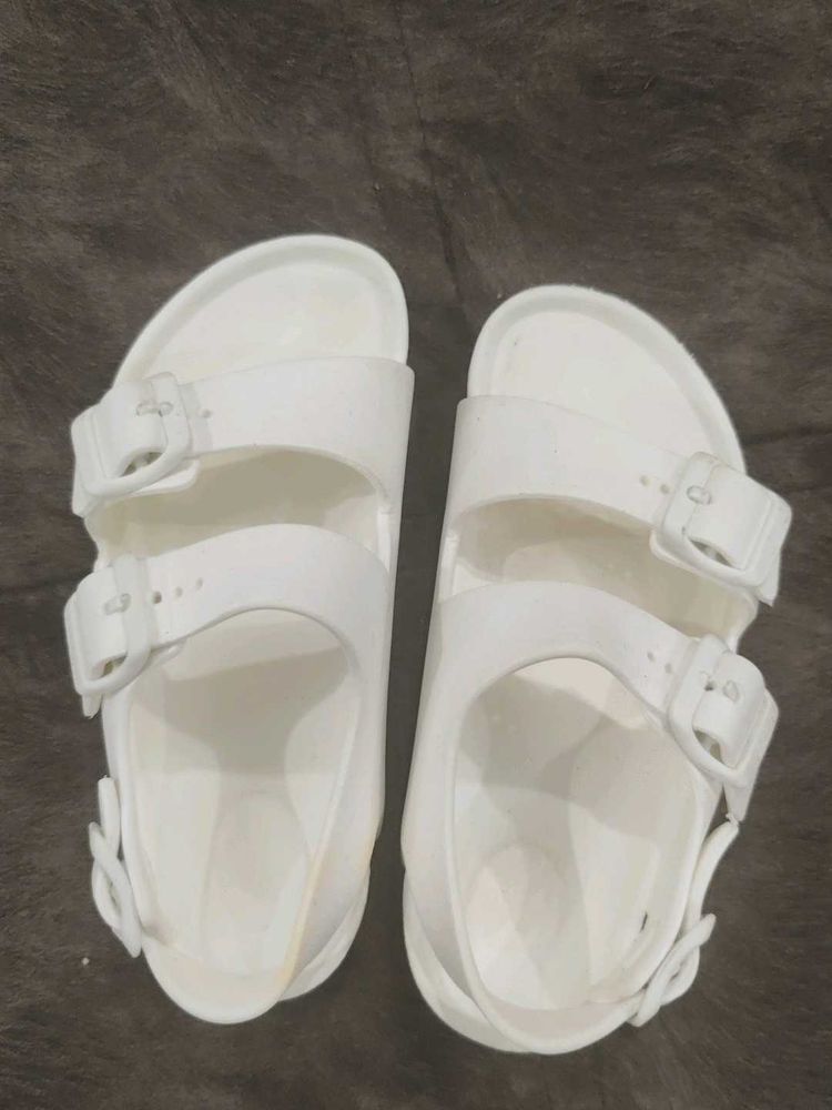 Birkenstock White Buckle Sandals