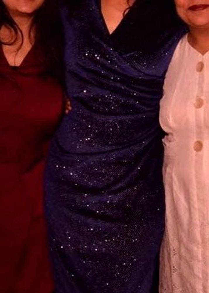 Sparkly Blue Velvet Wrap Dress