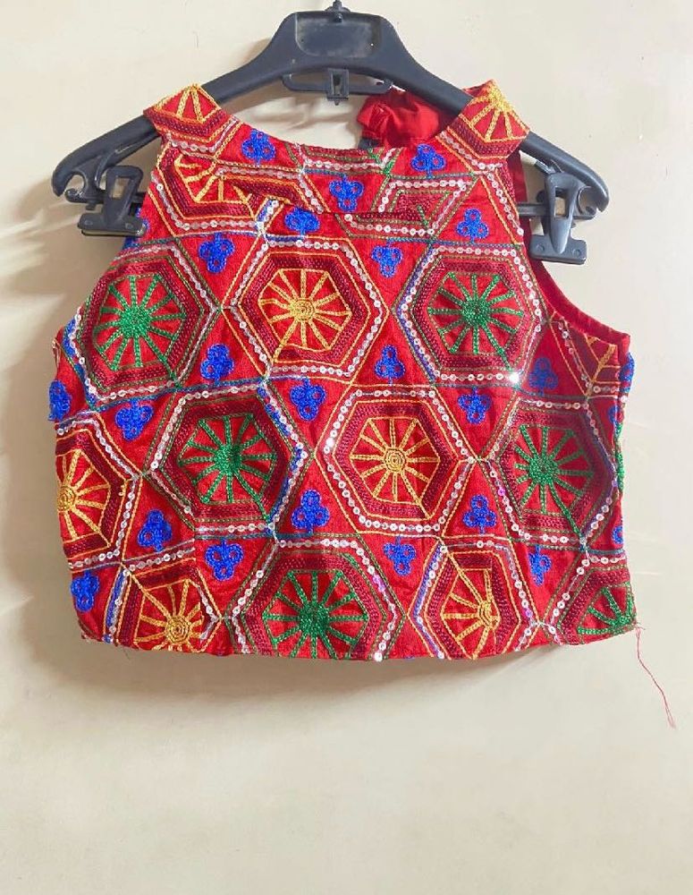 Embroidered Red Ethnic Blouse