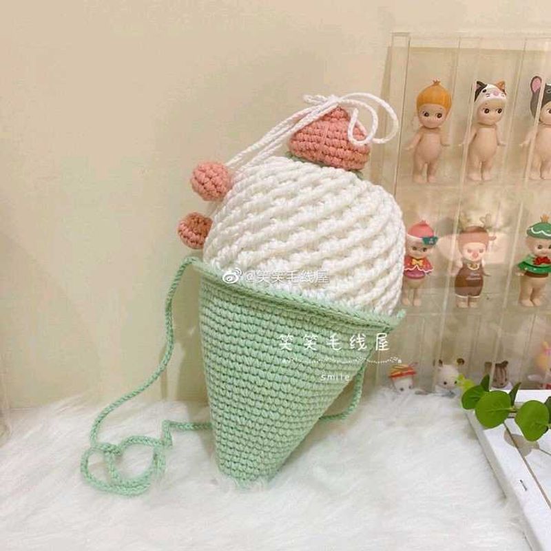 Crocheted Ice Cream Cone Bag