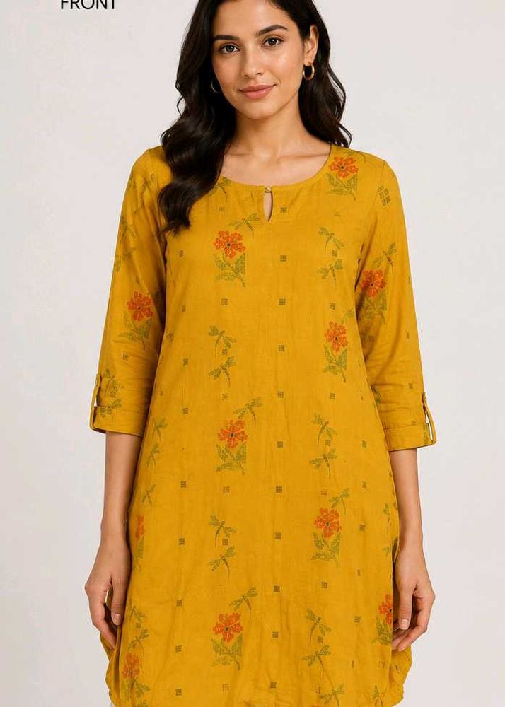 Mustard Yellow Floral Print Kurta